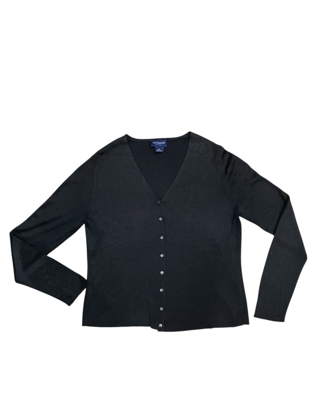 Ann Taylor Petites Black Button Front Cardigan